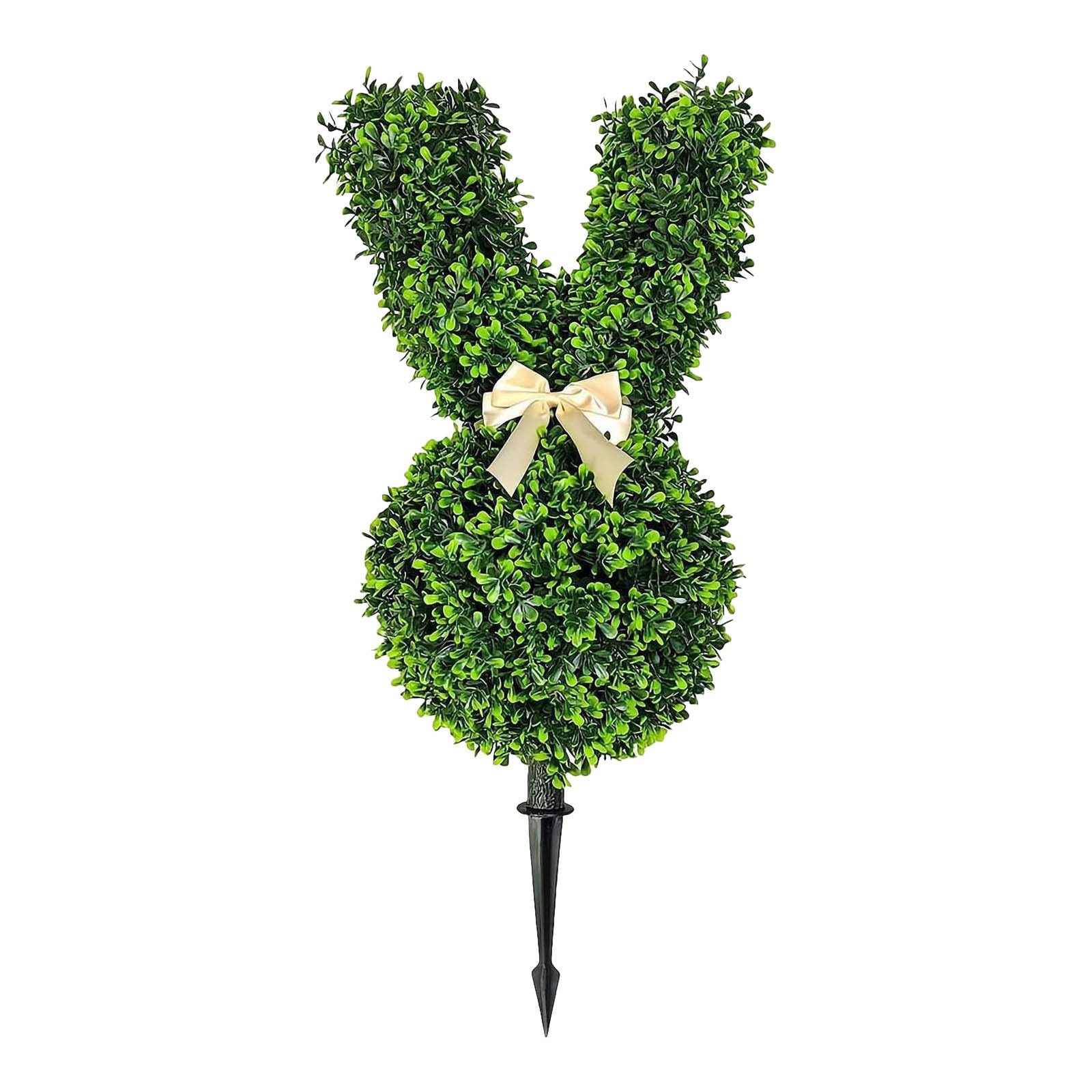 Lapins de Pâques piquets verts topiaires pour embellir facilement un porche sans entretien