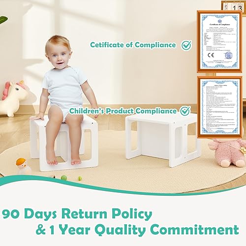 Miniatura 6 de FUNLIO Silla de destete Montessori de altura ajustable para edades de 1 a 3 años, silla de madera maciza de calidad, para comer, leer, jugar,