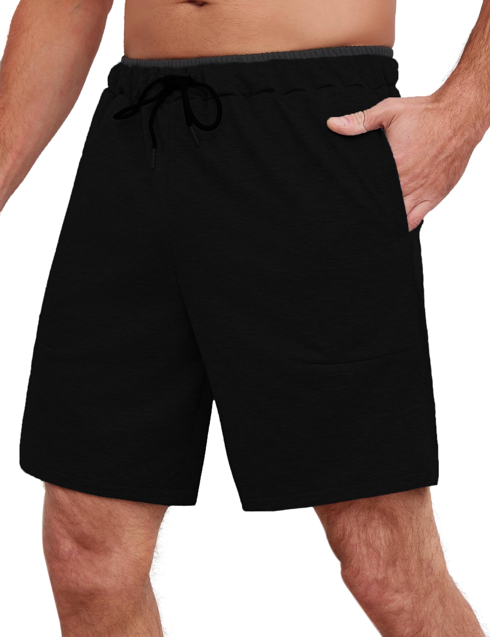 Wayleb Kurze Hosen Herren Sommer Sporthose Activewear Jogginghose Leicht Sport Kurzhose Casual Freizeit Shorts Baumwolle Sweathose mit ReißVerschluss Taschen S-XXL
