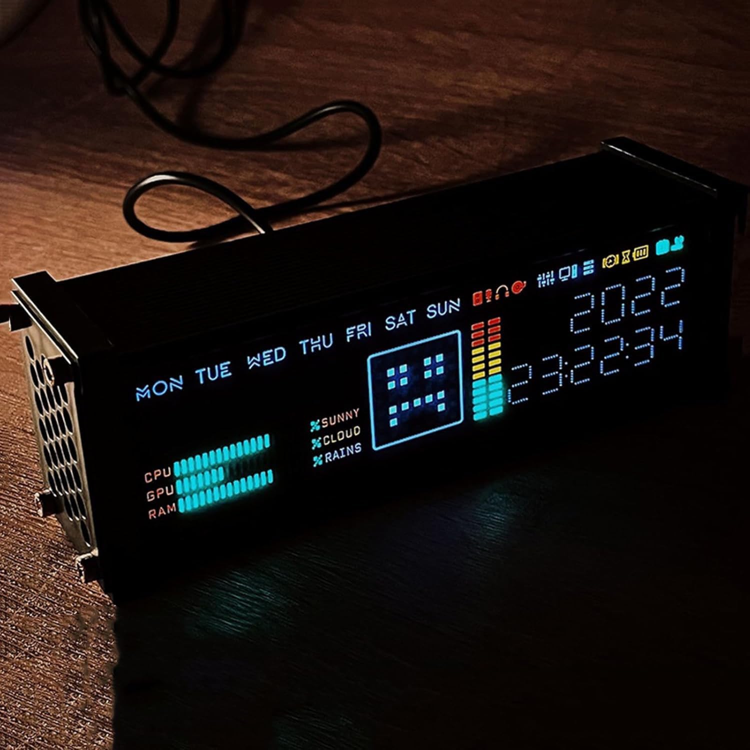 Elektroniczny Zegar Z Fluorescencyjną Rurką, Przezroczysty Zegar Fluorescencyjny LED, Dekoracje Na Biurko Z Funkcją Matrix Spectrum Z Możliwością Dostosowania Wzorów Matrycy Punktowej Do Domu