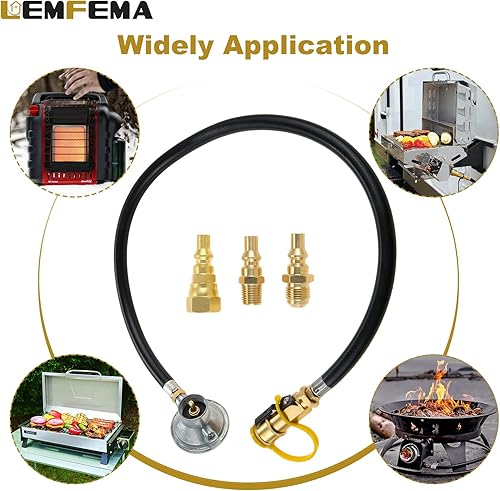 Miniatura 6 de Válvula reguladora de gas de tanque de propano de baja presión de 1 libra con válvula de apagado de conexión rápida de 14 pulgadas, incluye