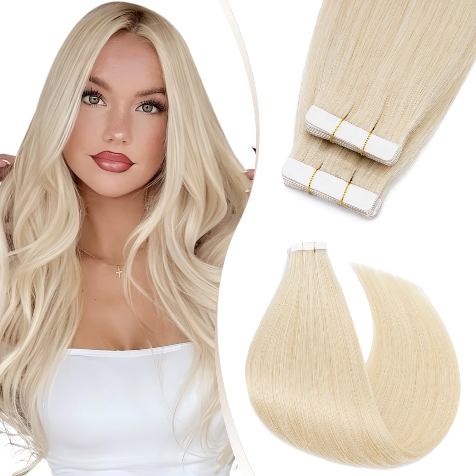 Elailite Tape in Extensions Human Hair 40 Pcs Invisible Thin Type (1.5g/pcs)