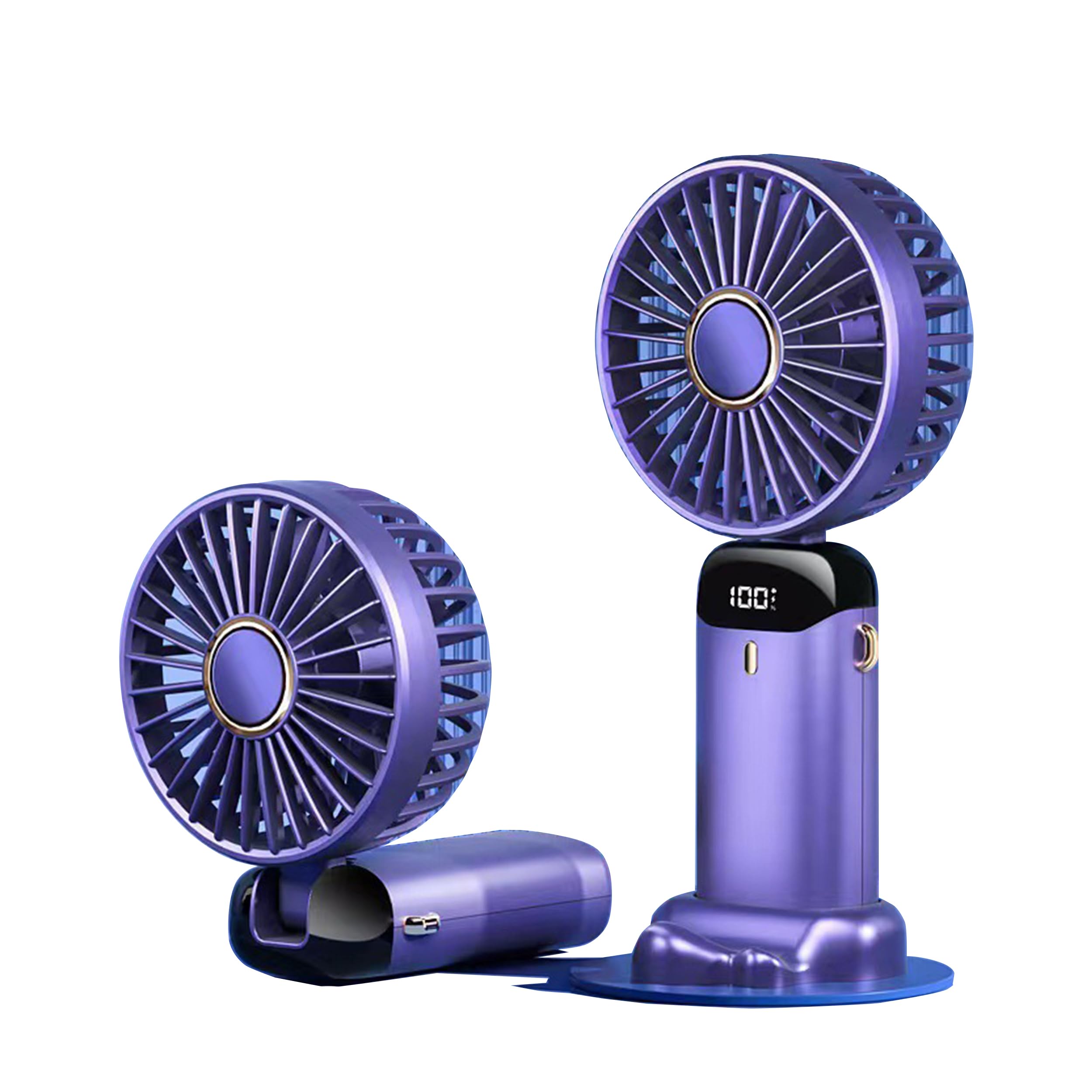 Yindella Handheld Portable Fan, with LED Display, 5 Speed Adjustable Foldable Small Desk Fan USB Rechargeable Powerful Cooling with Phone Hold Stand Small Size For/Home/Office/Outdoor/Travel (Purple) (B0DBTQ9VX2) Amazon Price History, Amazon Price Tracker