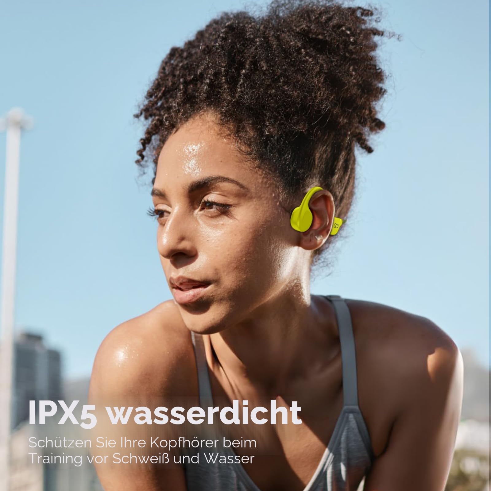 IFECCO Knochenschall Kopfhörer - Bone Conduction Headphones Bluetooth 5.4,IPX5 wasserdichte Knochenschall Headset mit Mikrofon,Sport Kopfhörer für Läufer Radfahren Fahrrad