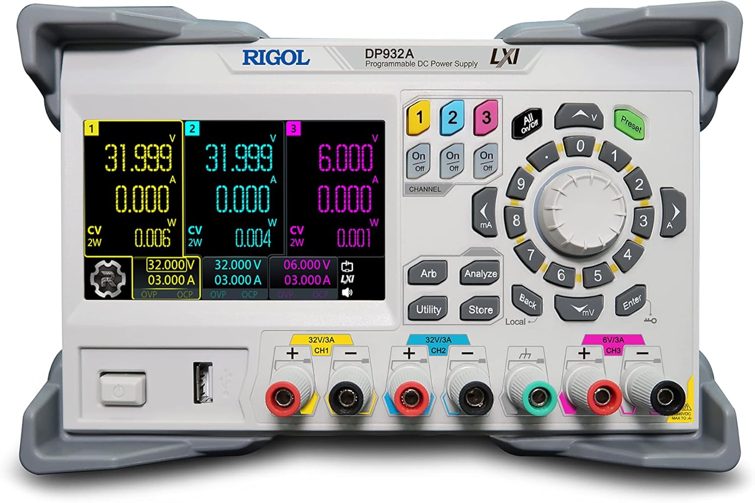 Rigol DP932A Programmable Linear Dc Power Supply,3 Channels,210W Total Power