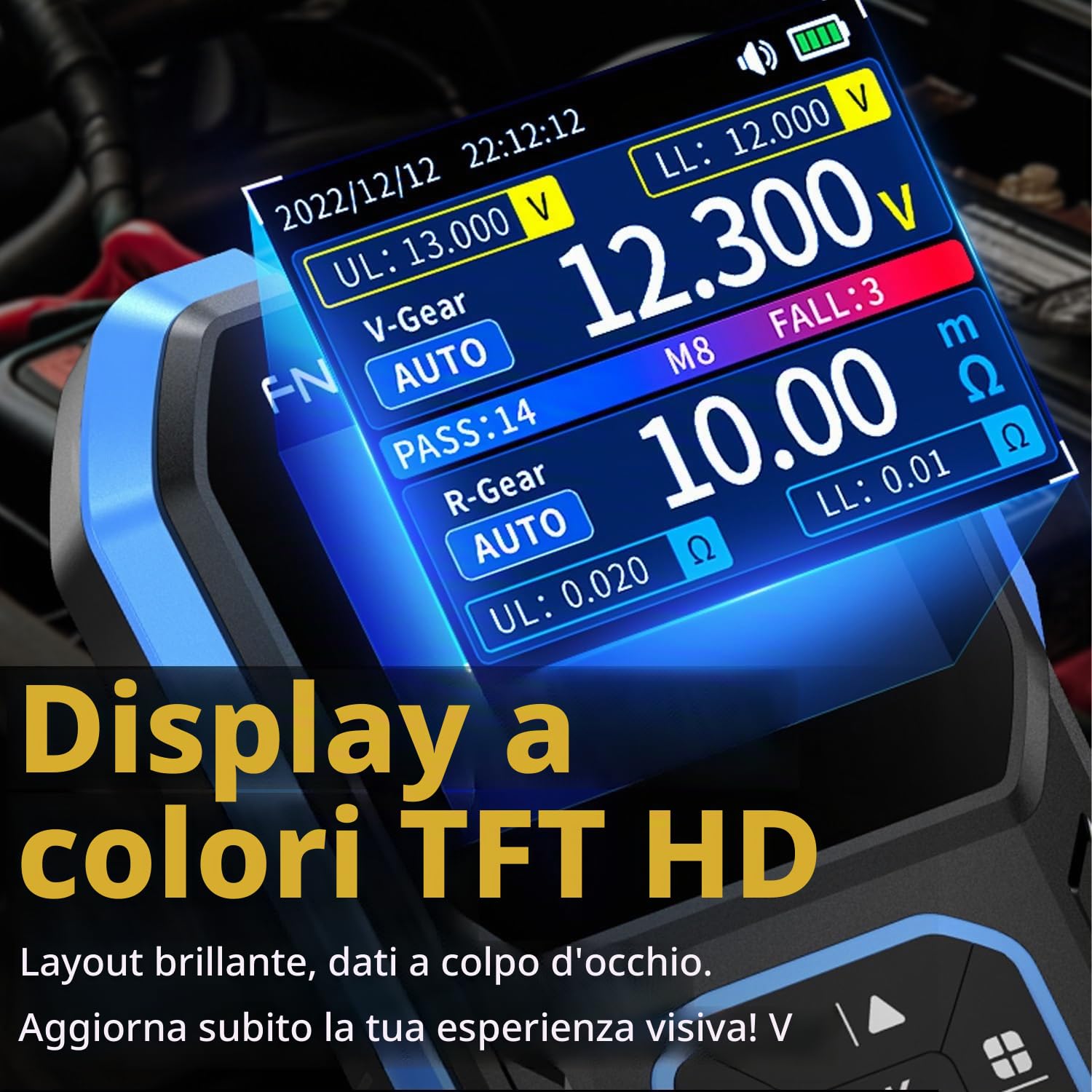 Jadeshay Tester di Resistenza Interna 0~200Ω CC 0~±100V Accurato Misuratore di Resistenza e di Tensione Interna Tester Batteria Auto per Litio Piombo-acido Carbone Batterie