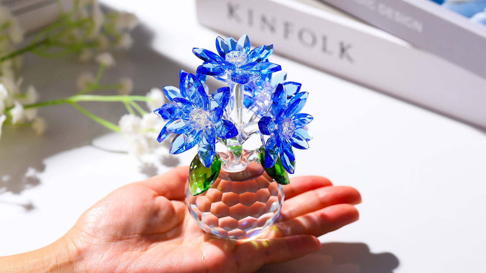 Amazon.co.jp: Kertari K9 クリスタルフラワー 蓮の花 置物 枯れない花