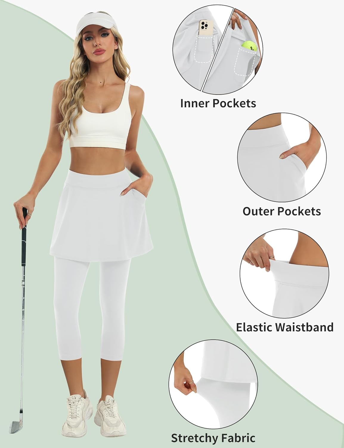 LouKeith Skirted Leggings for Women Athletic Skirt with Leggings Tennis Skirt Yoga Running Golf Skirts with 4 Pockets - Image 5