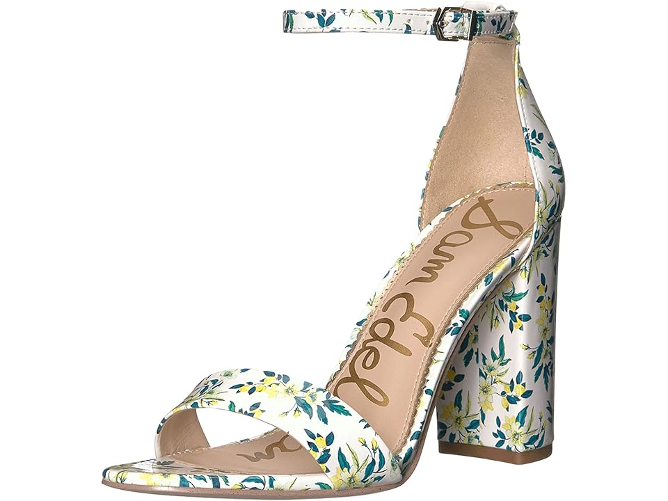 

Sam Edelman Yaro Ankle Strap Sandal Heel (White Multi Lemon Drop Floral Patent) Women's Dress Sandals