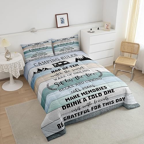 Miniatura 3 de Erosebridal Juego de ropa de cama con reglas de campamento, juego de edredón para cámper, tamaño Queen para niños, adolescentes, decoración de