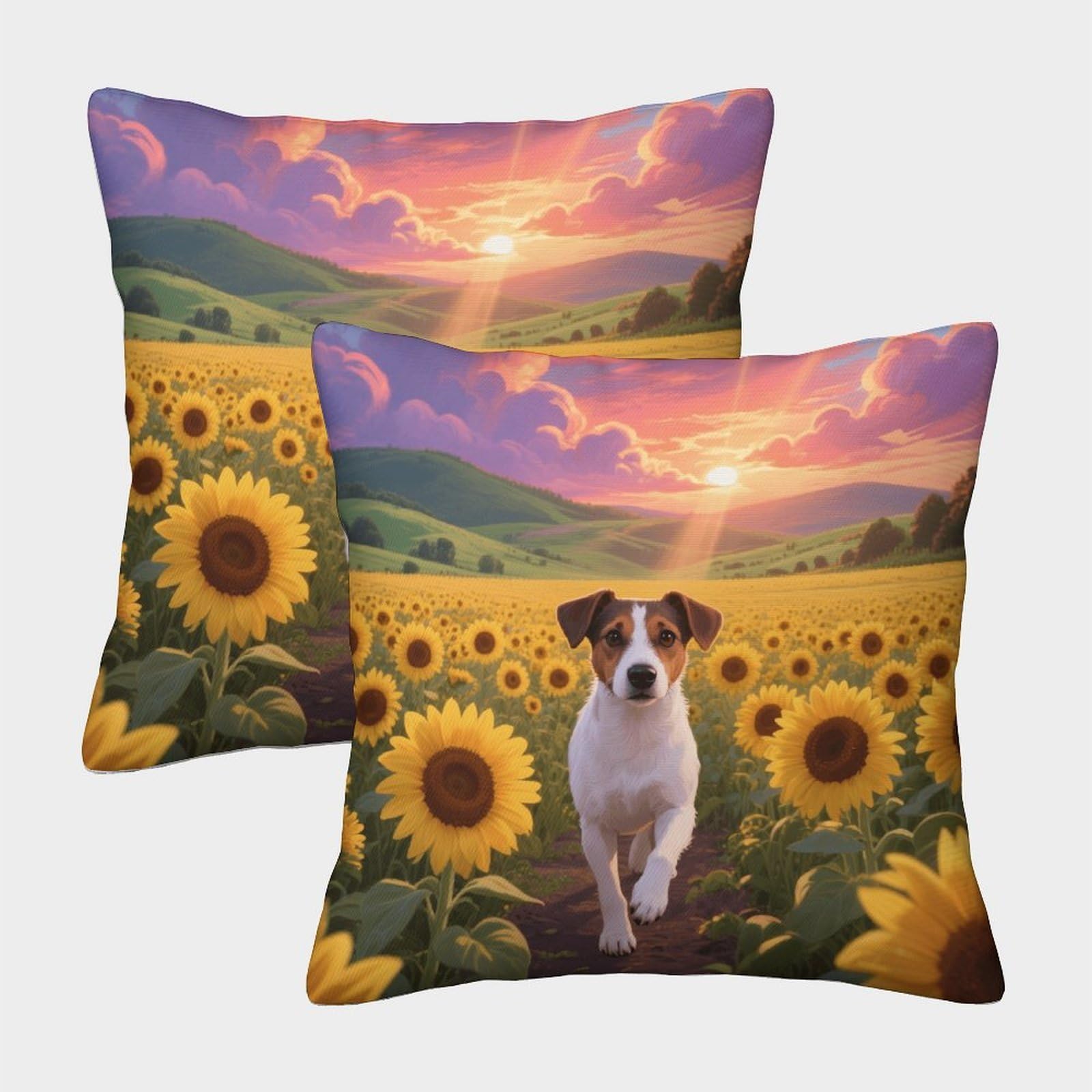Emyxpaqm Style-10 Jack Russell Terrier Cushion Covers Set Of 2, Premium Polyester Throw Pillow Covers With Hidden Zipper, Premium Square Throw Pillow Cases, For Sofa Bedroom 40X40cm