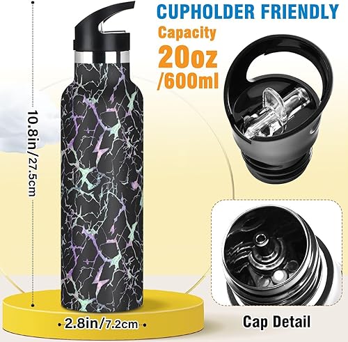 Miniatura 2 de Kids Water Bottle for School 20 Oz, Water Bottle Stainless Steel for Travel or School, BPA-Free, Pastel Marble