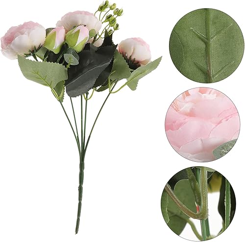 Miniatura 6 de ARTIBETTER Ramo de peonías artificiales de 4 piezas, decoración de rosas, peonías artificiales, decoración para el hogar, flores artificiales,