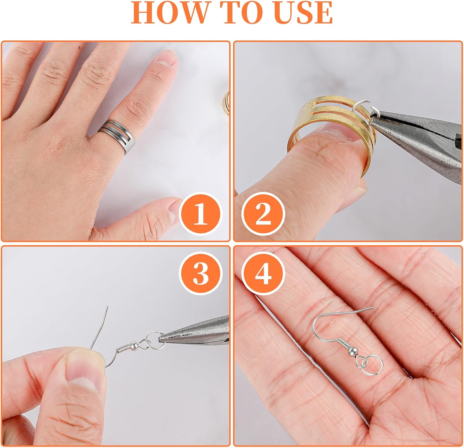 WLLHYF 4 Pieces Jump Ring Opening Tools Stainless Steel Circle Split Opener Bending Ring Appliance for Jewelry Maker Craft Projects Supplies(Gold,Silver)