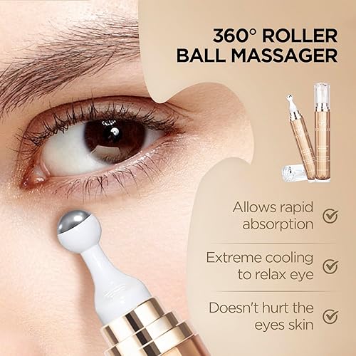 Miniatura 3 de Crema de ojos para ojeras e hinchazón 1% de retinol crema de ojos con rodillo de 360 - Suero de ojos Uner hidrata el área de los ojos - Reduce las