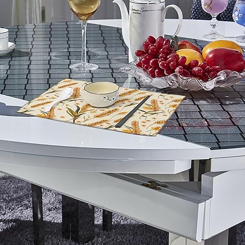 Miniatura 4 de Wheat Pattern Placemats Set of 6 Resistant Table Mats Washable Place Mats for Dinner Party Table Decoration