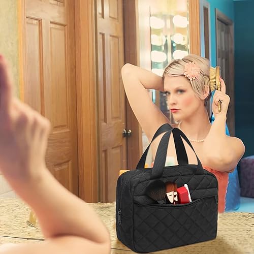 Miniatura 4 de Bolsa de maquillaje para mujer, bolsa de cosméticos grande, organizador de maquillaje, bolsas de aseo de viaje, bolsa impermeable con cremallera