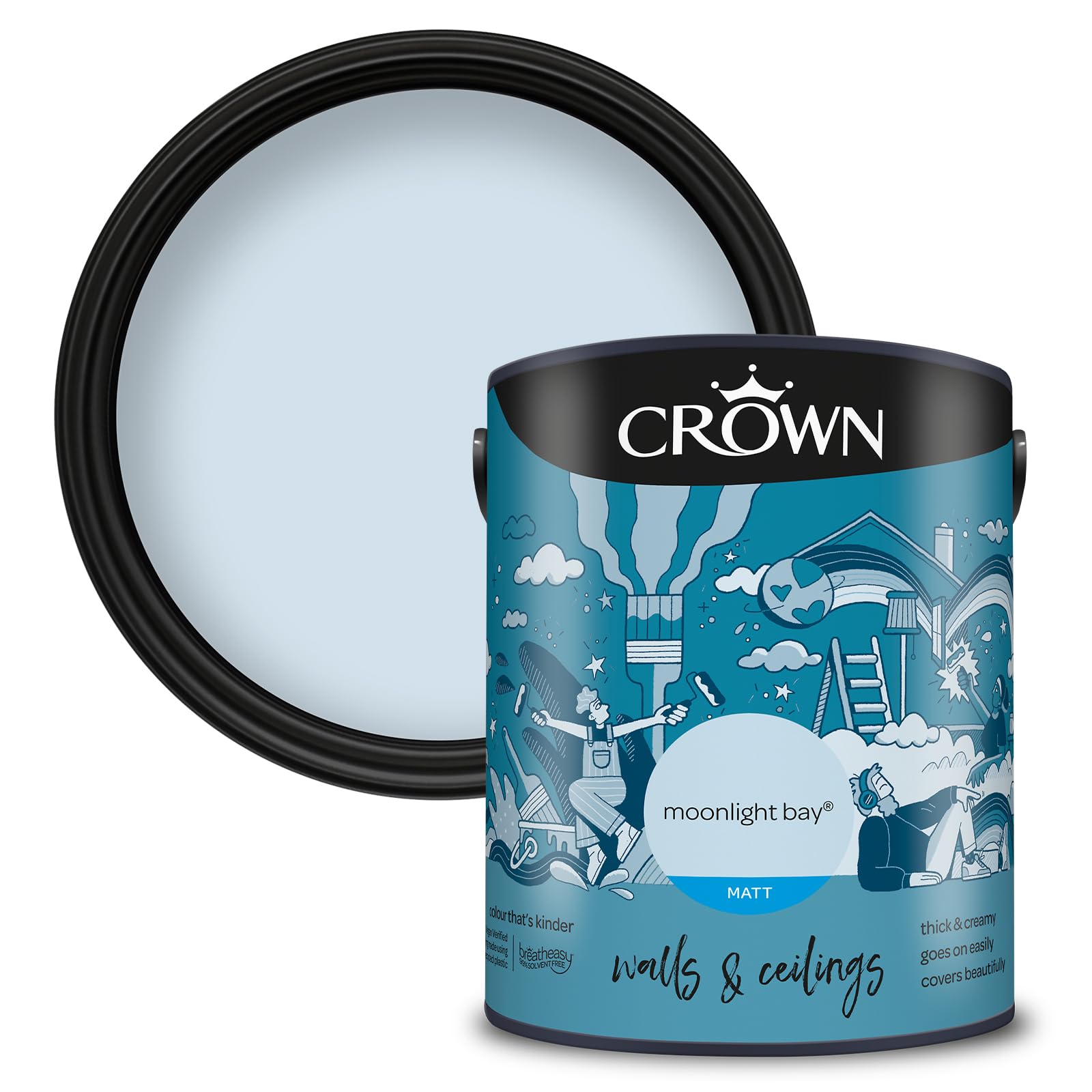 Crown Matt Emulsion Paint, 5L, Moonlight Bay  x  x 