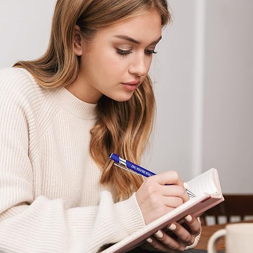 Miniatura 6 de Eersida 20 bolígrafos de oficina sarcásticos divertidos insultantes, con citas negativas, bolígrafos Macaron Touch Stylus para oficina, tinta negra