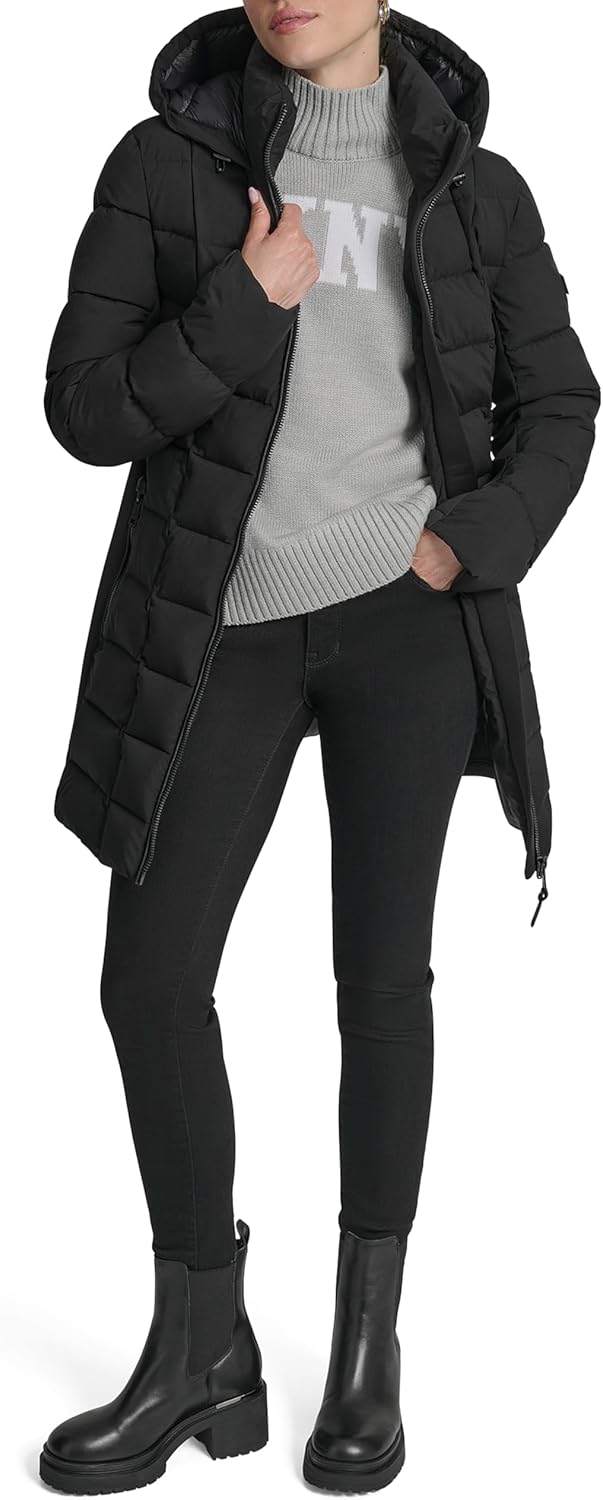DKNY Women's Lightweight Puffer Jacket With Neoprene Side Panels – Insulated, Sleek Fit Outerwear - Image 5