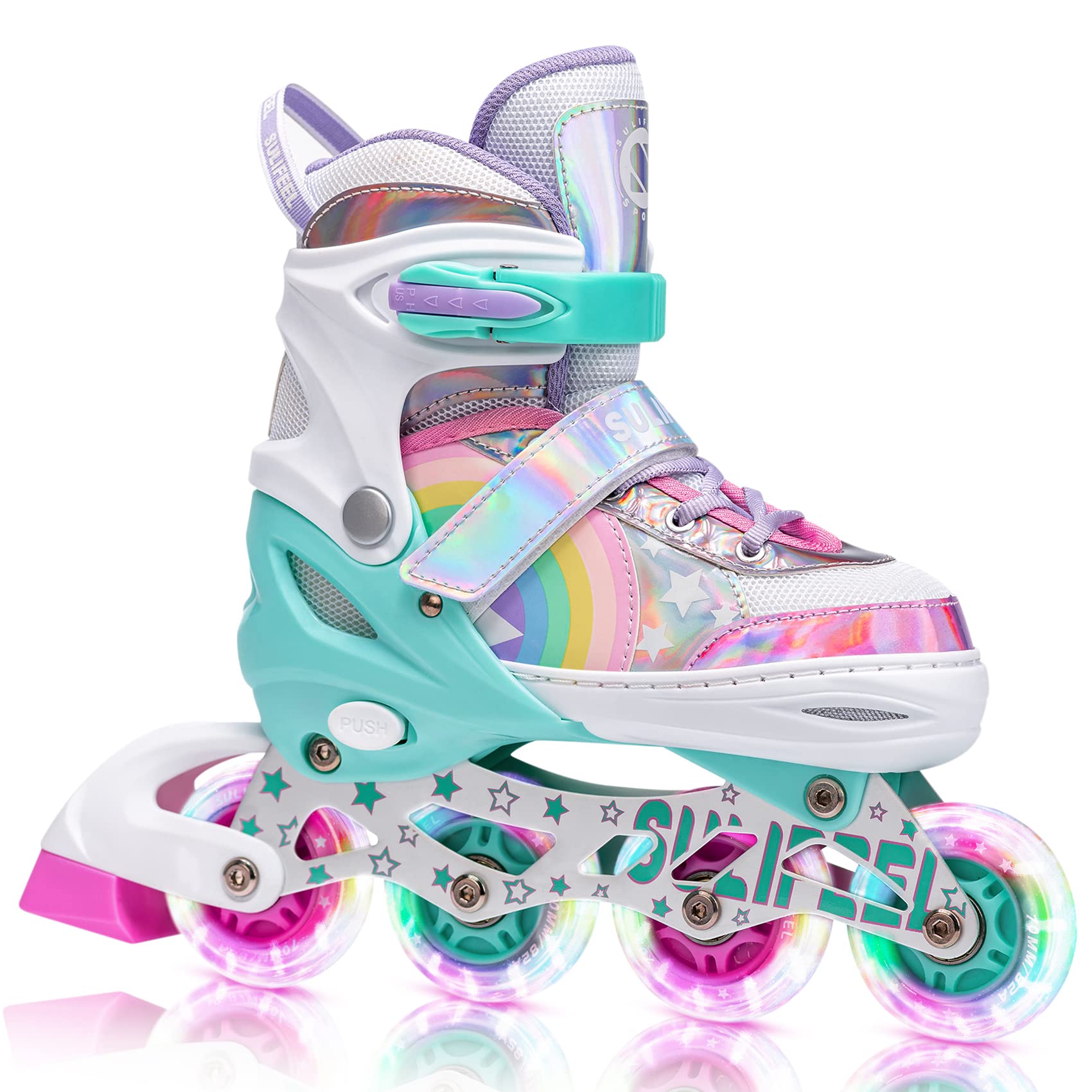 Buy SULIFEEL Rainbow Unicorn Adjustable Light up Inline Skates for Kids