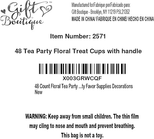 Miniatura 7 de Gift Boutique 48 tazas de té floral con asa desechables de 10 onzas de papel para aperitivos, postre helado, tazones de té, suministros de