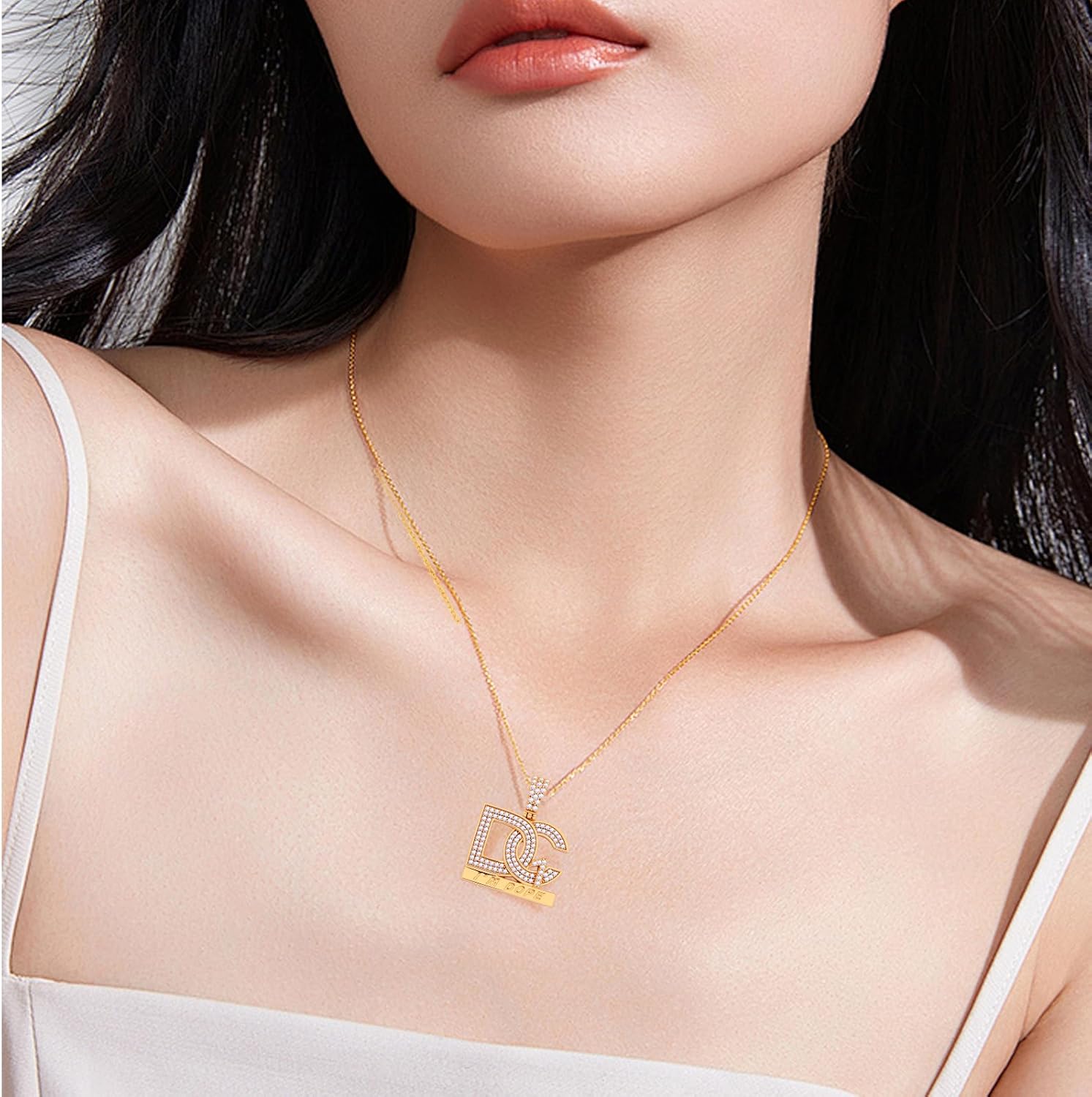 Dc Letter Pendant Necklace, 18k Gold Plated Minimalist Initial Necklace, Layering With Charmfor Men Women
