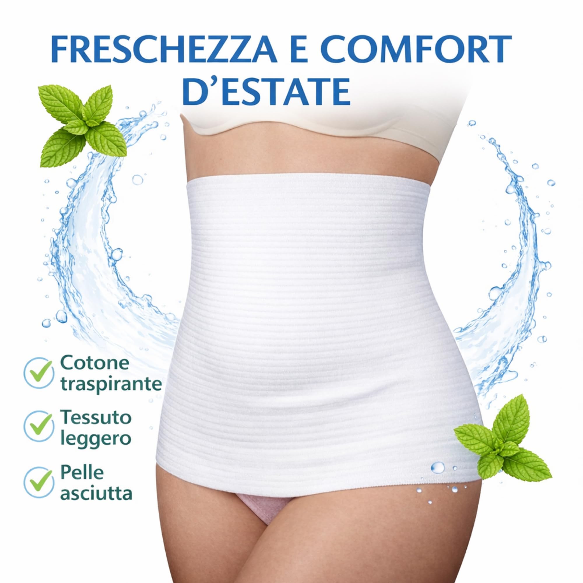 Leedya Pancera Contenitiva Estiva Unisex Made in Italy - Fascia Elastica Lombare Traspirante in Cotone 30 cm - Discreta sotto i Vestiti - Supporto Schiena Addominale Uomo Donna (XL) - 2