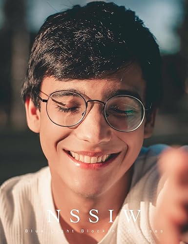Miniatura 2 de NSSIW Lentes de bloqueo de luz azul para hombres y mujeres, gafas redondas de moda, lentes transparentes con antifatiga ocular y deslumbramiento UV