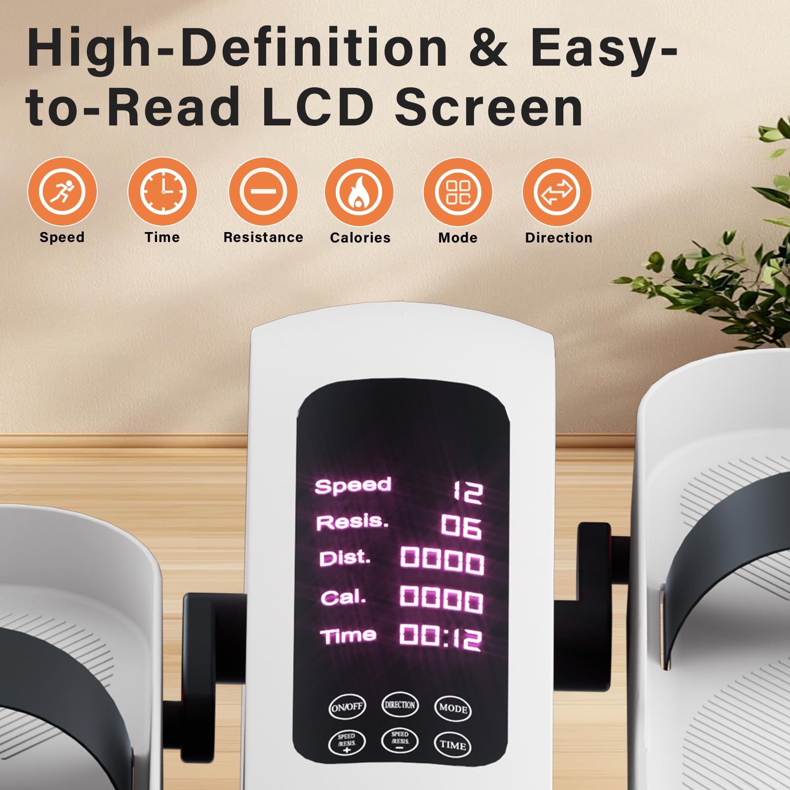 TODO Ellittica Elettrico per Casa, Ellittico Sotto Scrivania con Protezioni gambe, 15 velocità Regolabili & 9 Livelli di Resistenza, Cross Trainer Pedaliera per Anziani con Telecomando e LED Display