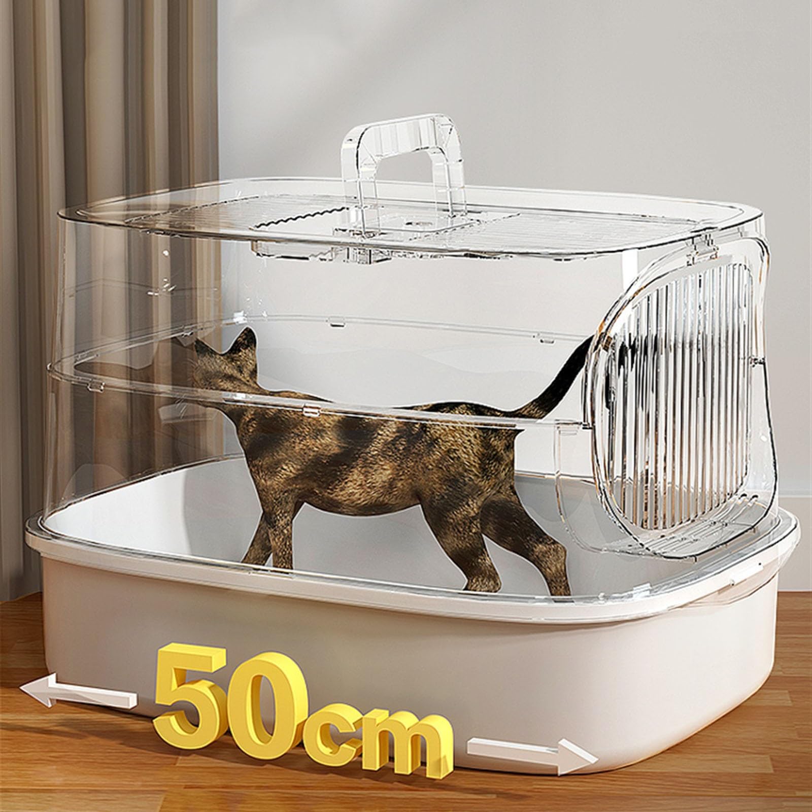 Exclusivo para Gatos y Perros Caja de Arena plástico, Caja con Tapa, for Gatos Lados Altos for Grandes y Gatitos, Grande Pala para Interiores(Green)