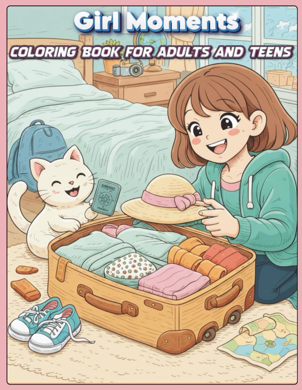 Girl Moments Coloring Book for Adults and Teens Cute Cozy Daily Activities for Relaxation: Cozy Daily Life Scenes for Adults and Teens to Relax and Unwind