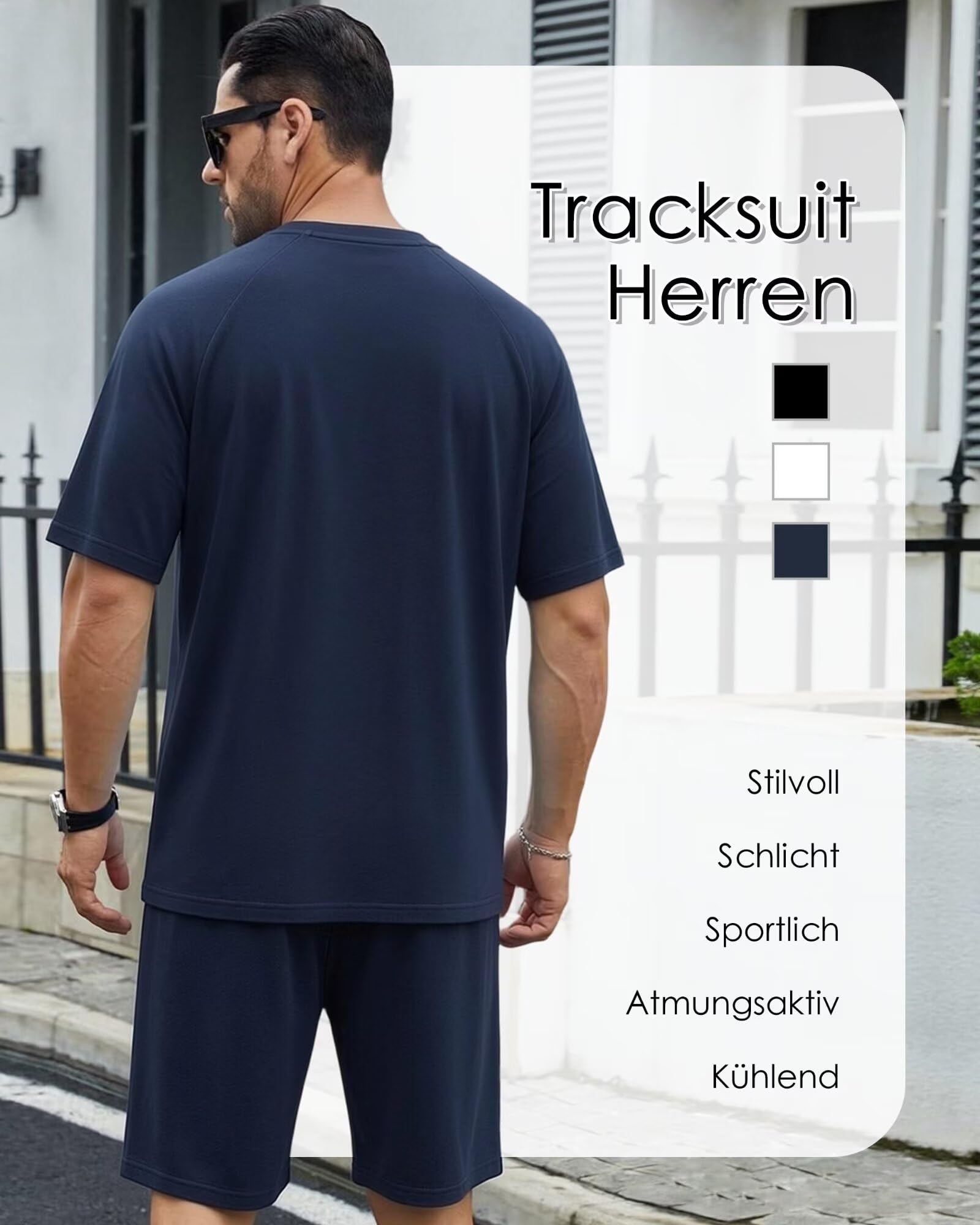 Trainingsanzug Jogginganzug Herren Outfit Komplett Sportliches Set Stylisch Lockere Passform Atmungsaktiv Kühlend Freizeit Tennis Fitnessstudio Outfit Fußball Golf Wander