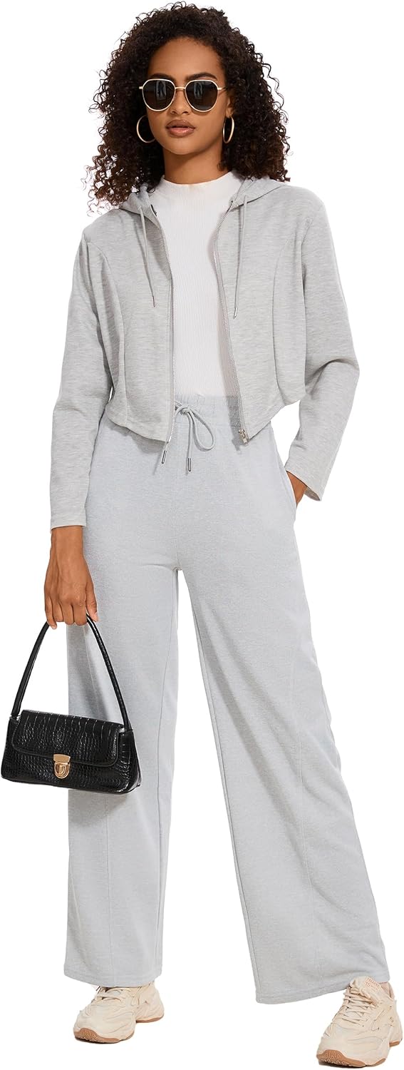 M MOTEEPI Women Sweatpants Wide Leg 30" Lounge Sweat Pants Casual Baggy Trousers with Elastic Waist Straight Leg - Image 5