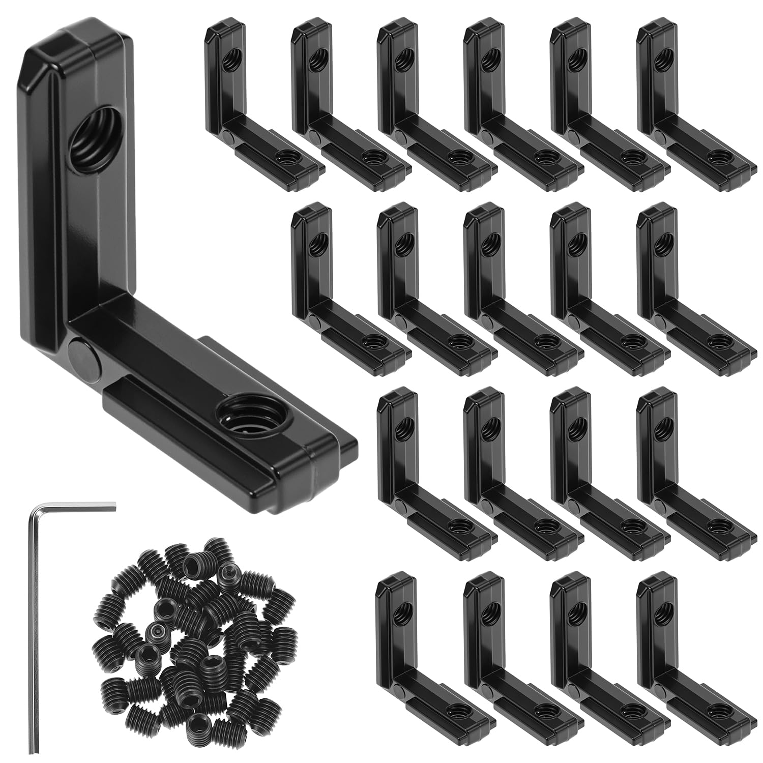 Support de joint d'angle en L pour profilé aluminium 2020 avec vis QWORK fente 6mm x20