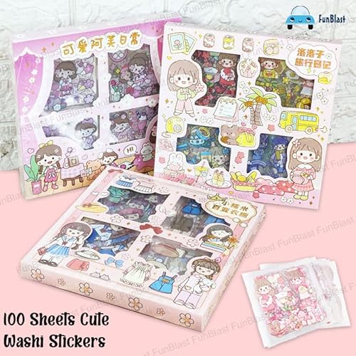 FunBlast Pvc Baby Theme Kawaii Stickers -100 Sheets Cute Washi Stickers For Project, Japanese Style Girls Sticker Set, Stationery Item For Kids, Journals, Scrapbooking, Diy Arts And Crafts, Removable - Image 8