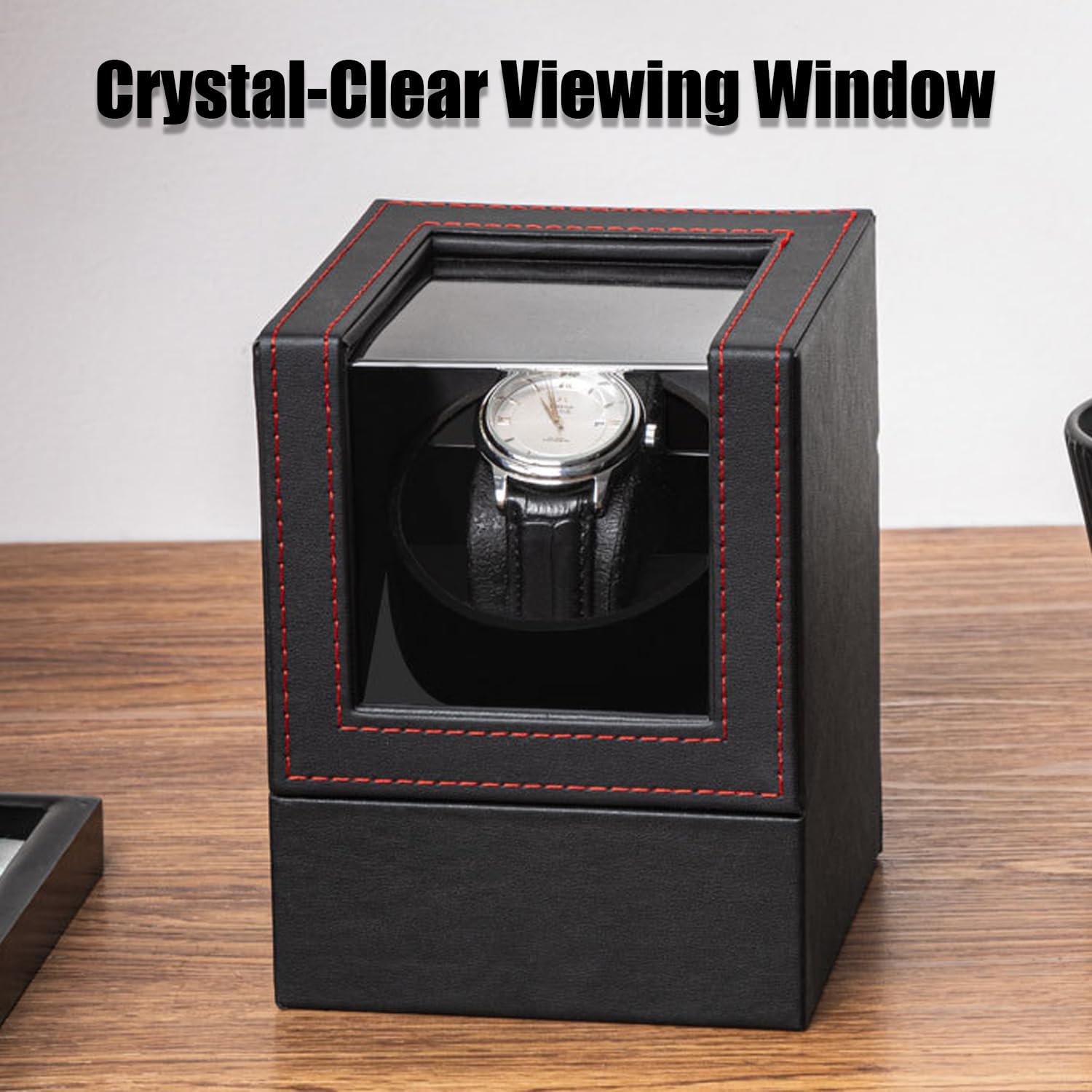 Premium Leather Watch Winder - Silent Motor with Adjustable Rotation, Soft Flexible Watch Pillows, Surprise Gifts for Father, Brother and Friend