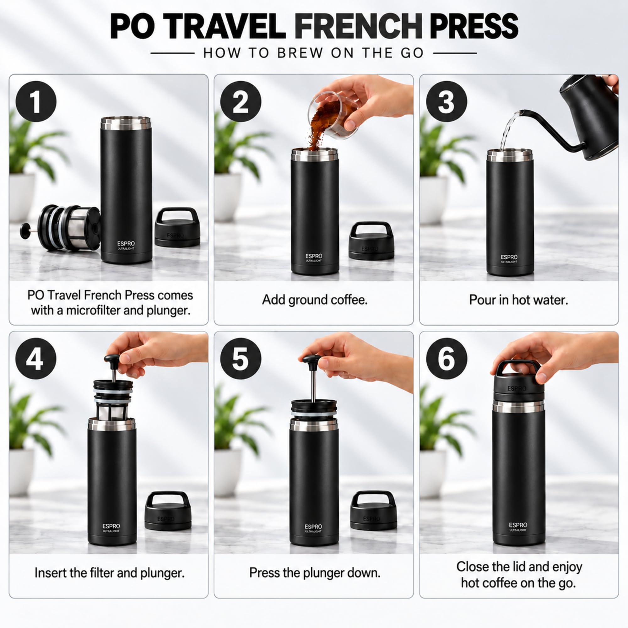 ESPRO P0 Ultralight French Press - Coffee on the Go -3