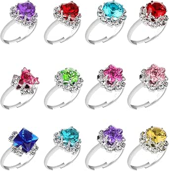 24 Anillos Ajustables Para Niñas Con Caja De Corazón – Set De Joyas De Princesa Con Diseños De Flor, Corona Y Mariposa, Regalo De Cumpleaños