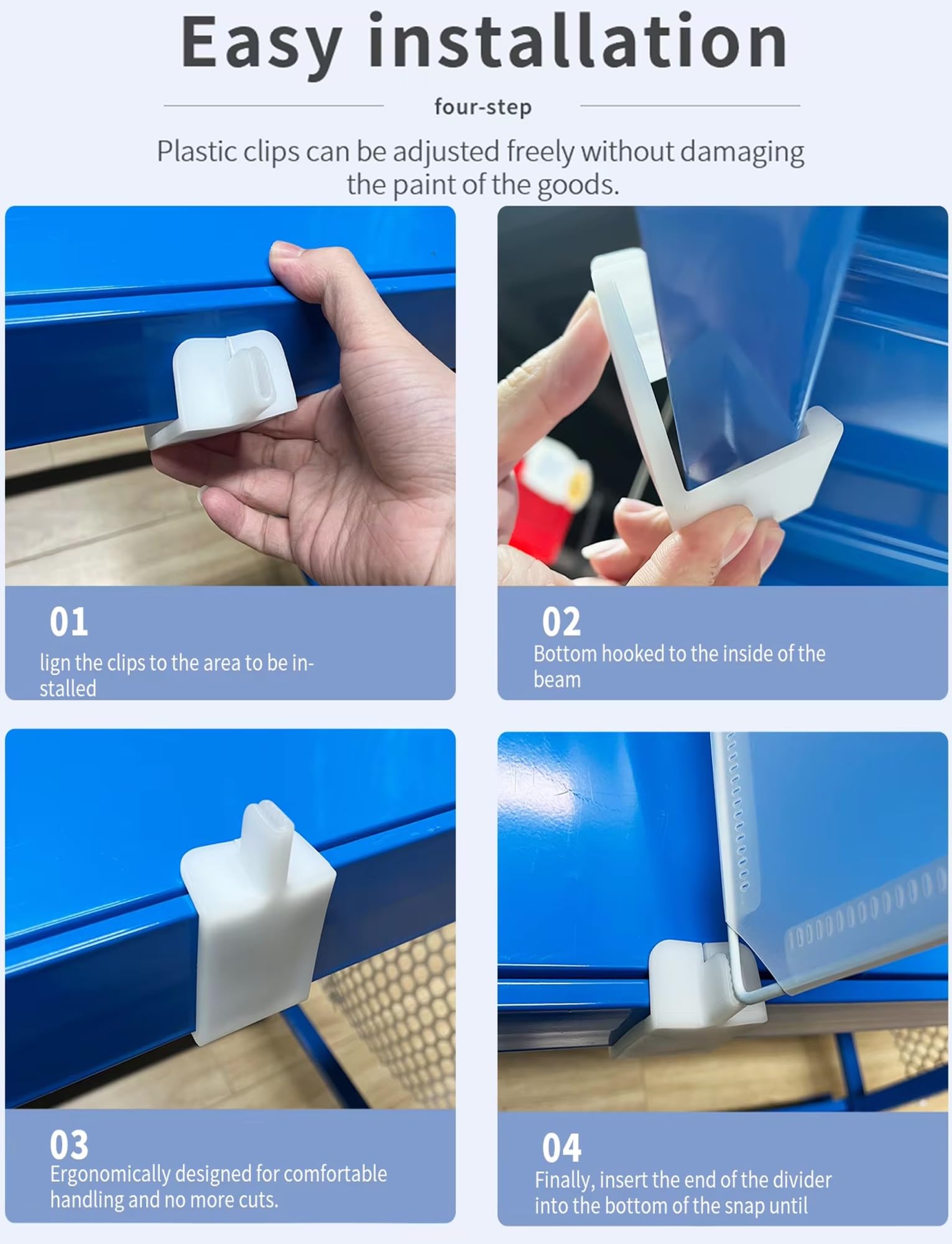 Set di 4 divisori in plastica per organizzare e esporre armadi, separatori regolabili per vestiti, libri, unità di archiviazione e uffici (5 cm, 50 x 35 cm)