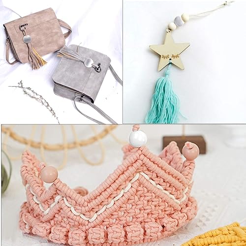 Miniatura 5 de Aylifu Cuentas de madera blancas, 100 cuentas de madera redondas de 0.787 pulgadas (0.787 in), cuentas espaciadoras sueltas con agujero grande de