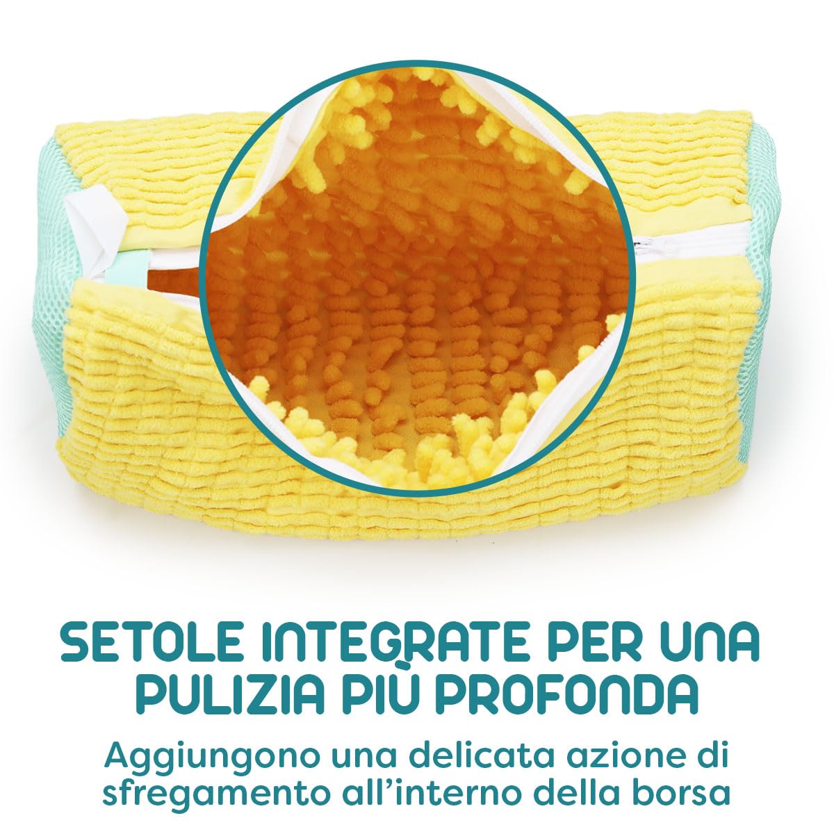 2 Pezzi Sacchetto Scarpe Lavatrice - Riutilizzabili Sacchetti per Scarpe Lavanderia - Pulizia a 360° con Cerniera Rinforzata (Giallo)