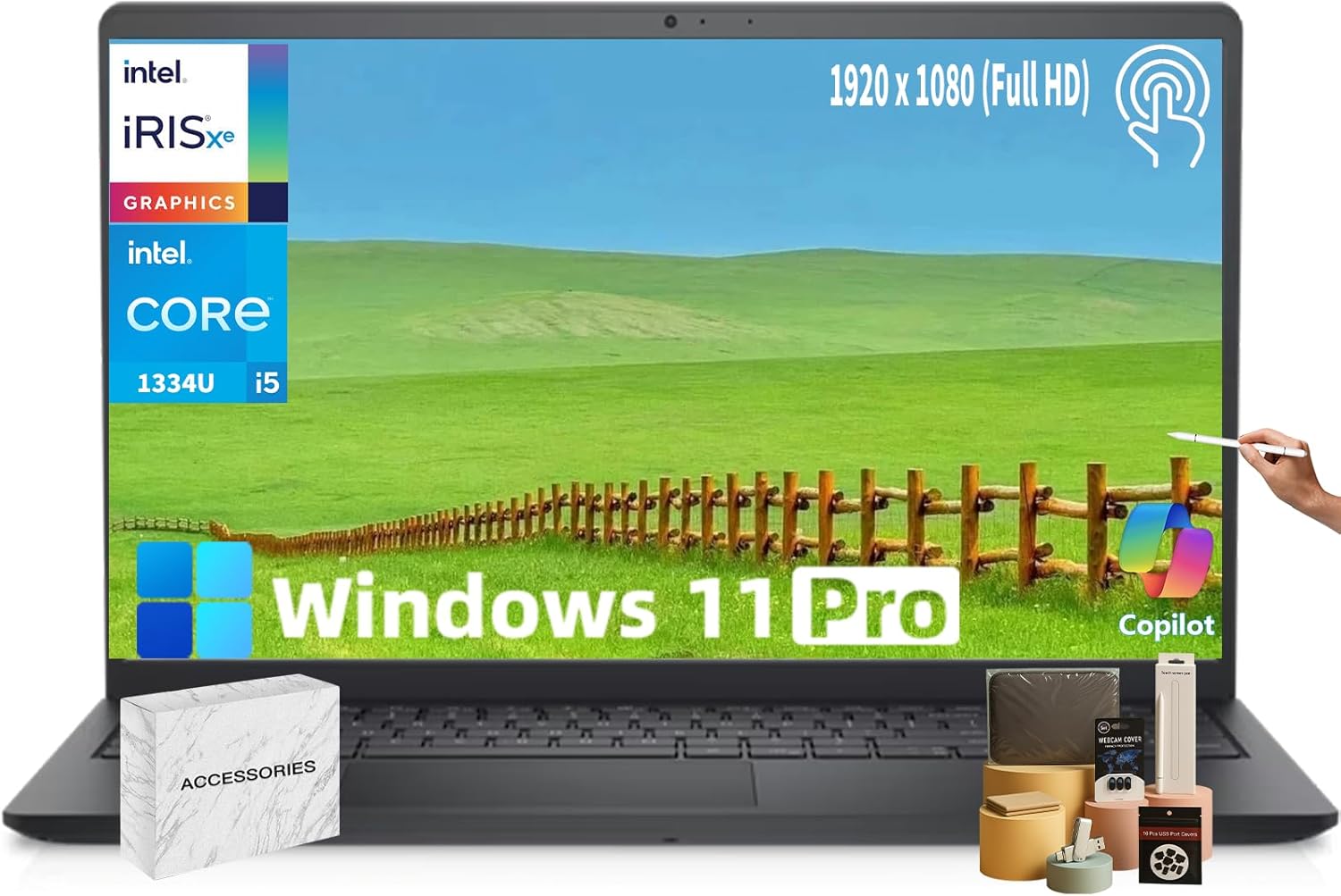 Dell Inspiron 3530 Touchscreen Business Laptop, 15.6″ FHD, Intel 13th Gen i5-1334U, Intel UHD Graphics, Numeric Keypad, Copilot AI PC, WiFi 6, Win11 Pro, with Accessories(32GB RAM, 1TB SSD)