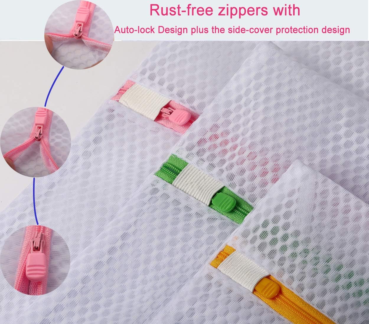 5Pcs Heavy Duty Sturdy mesh Laundry Bags for Delicates Laundry wash Bag for Socks Bras Lingerie Coat Bed Sheets,Travel Laundry Bag