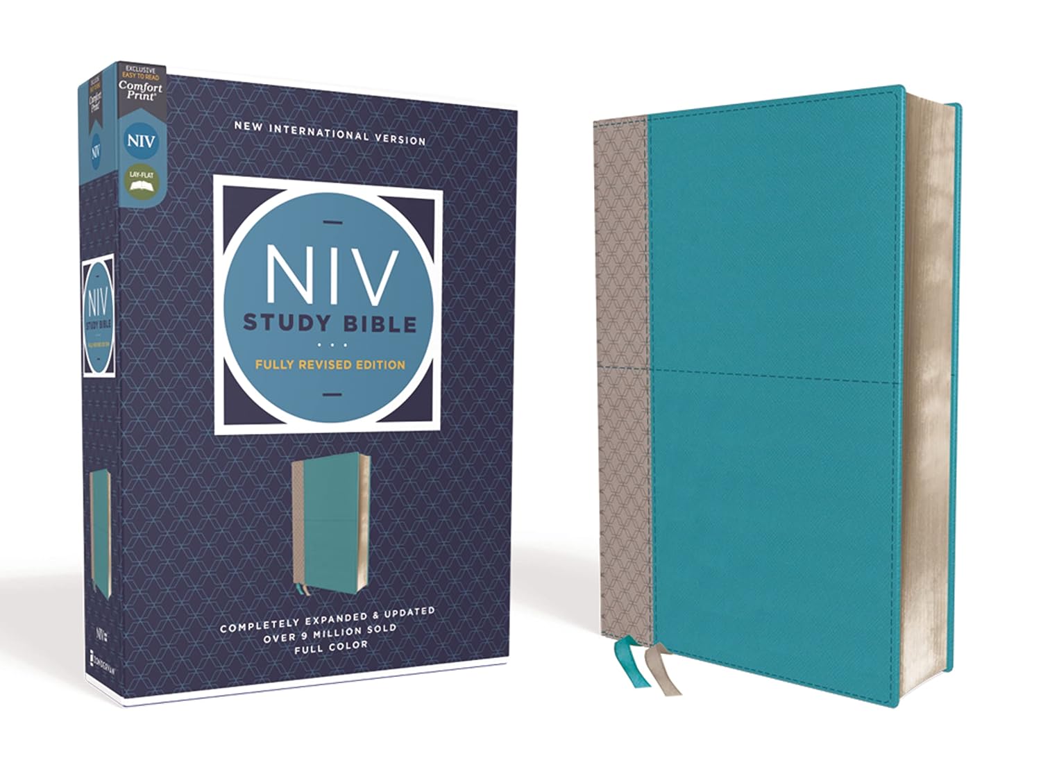 NIV Study Bible, Fully Revised Edition – Leathersoft (Teal/Gray)