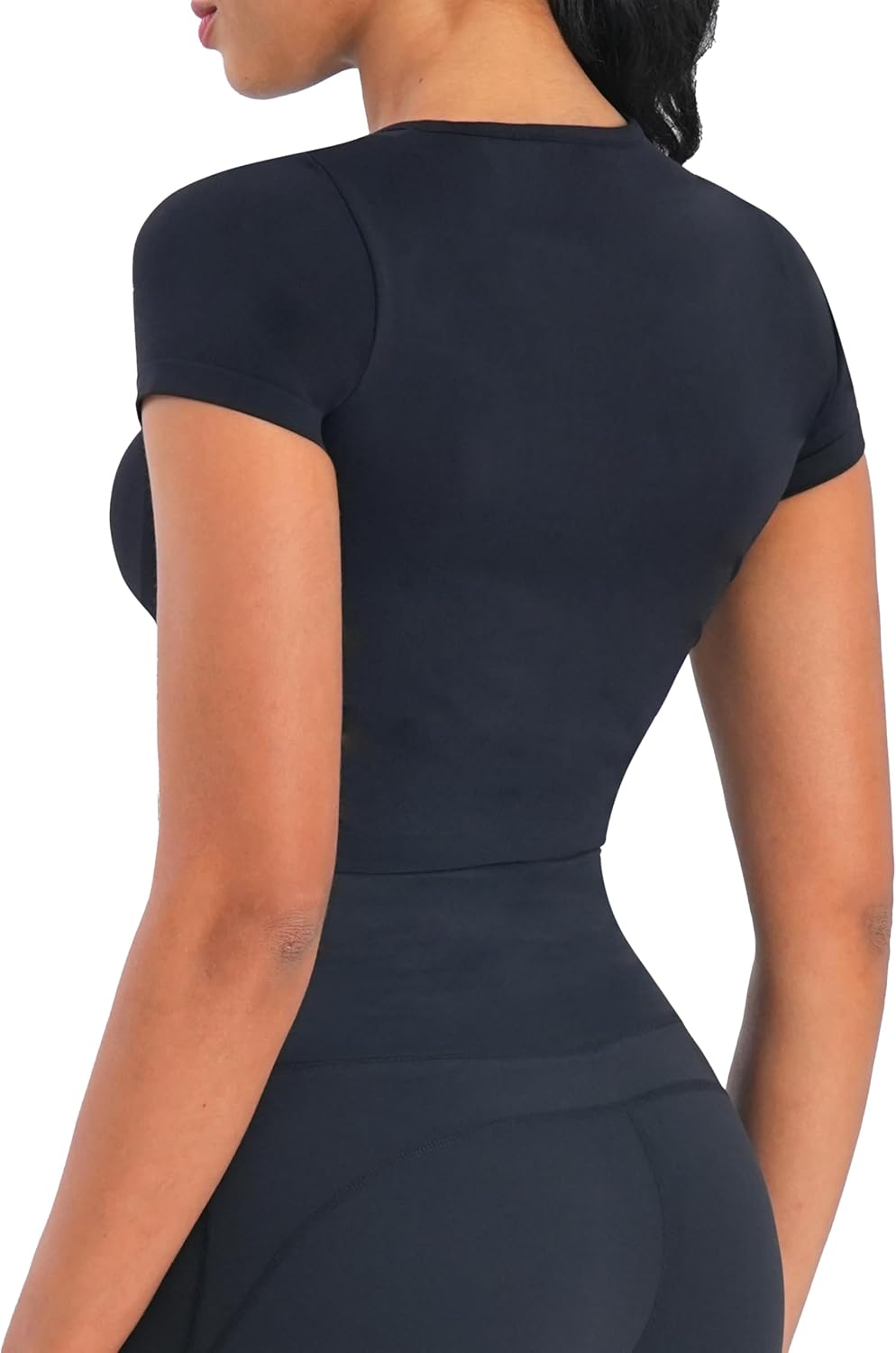 Sunzel Short Sleeve Fitted Basic T Shirts for Women, Soft Crew Neck Basic Crop Tee Cute Trendy Summer Tops Tight Tees - Image 4