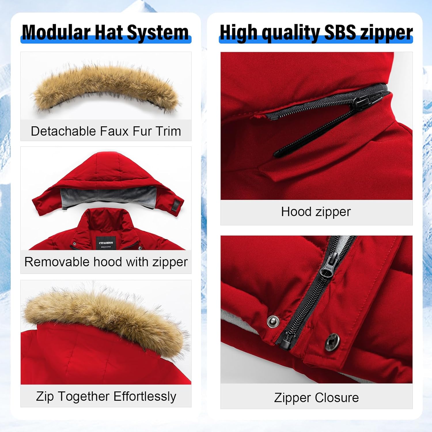 Boy's Winter Coat Kids Puffer Jacket Water Resistant Bubble Outerwear Fleece Heavyweight Parka with Fur Hood - Image 7