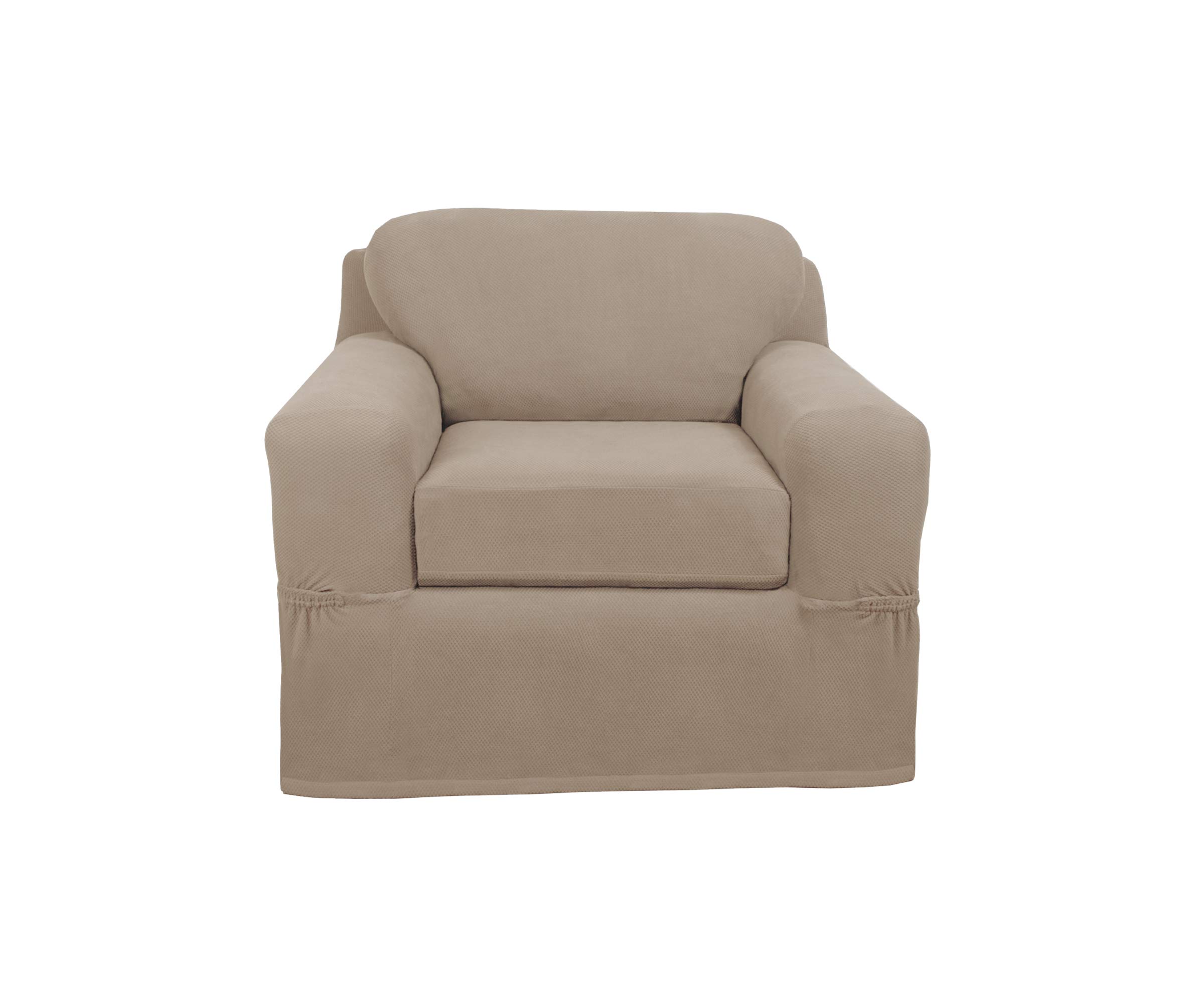 MAYTEX Pixel Ultra Soft Stretch Arm Furniture Cover, Sand Slipcover, 2-Piece Chair