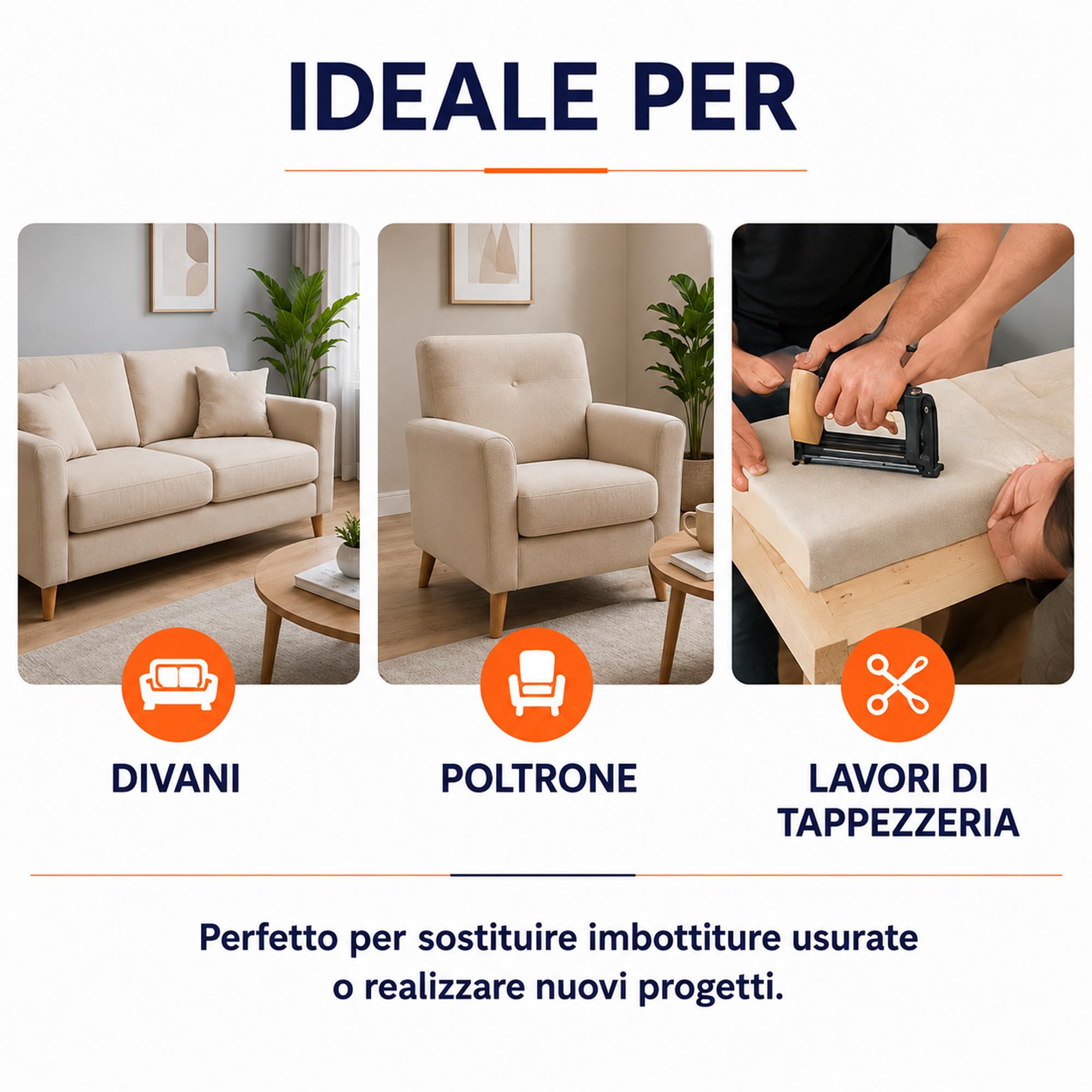 Dossier d'assise pour rembourrage intérieur canapés et fauteuils coussins en mousse moulé 175 cm