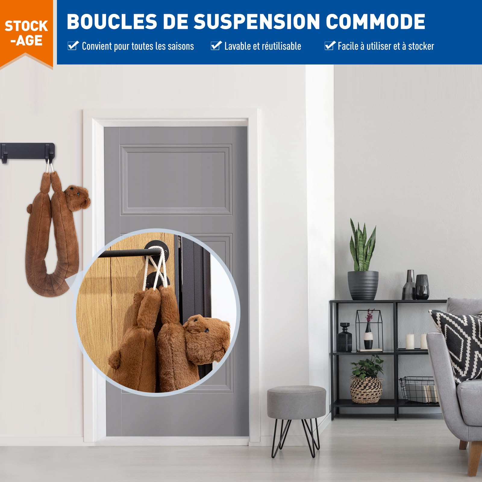 URPIZY Boudin De Porte En PVC Flexible De 93 Cm Pour Bas De